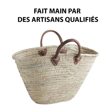 Panier avec poignées en cuir pour faire son marché - Livraison offerte