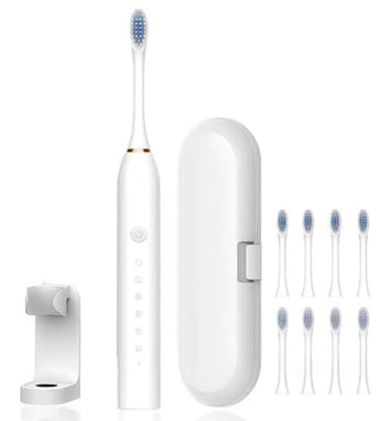 Brosse à dent électrique avec 8 têtes interchangeables + socle de maintien - Livraison offerte